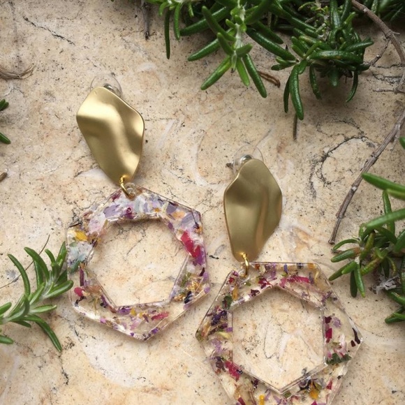 Hexagon Hoop infused w/ Floral Confetti | Statemen - Picture 5 of 8